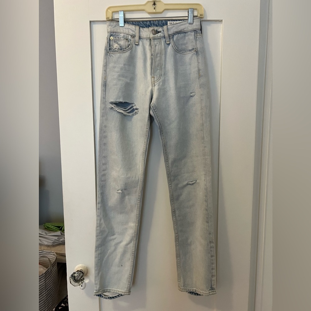 Rag & Bone Light Wash Straight Leg Distressed Jeans